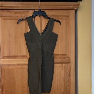 bebe Khaki Mini Bandage Dress
